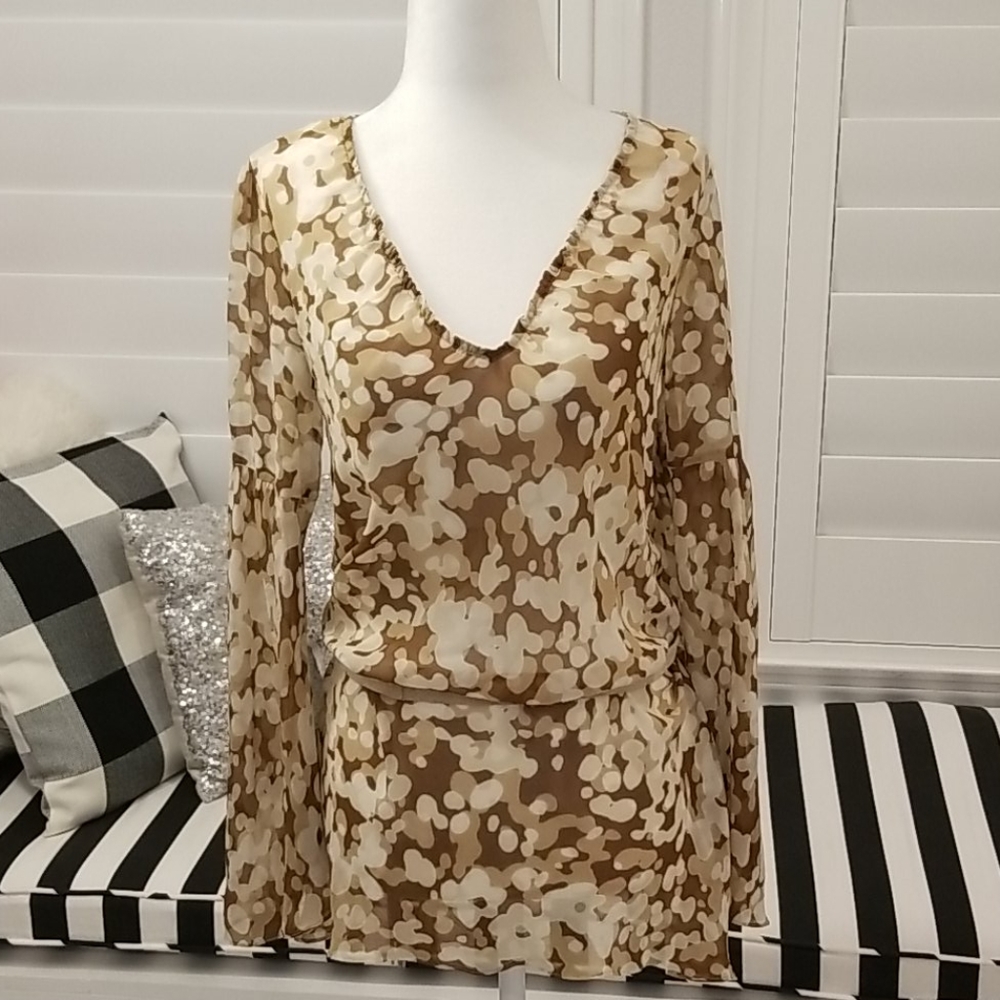 100%silk mini dress with belt